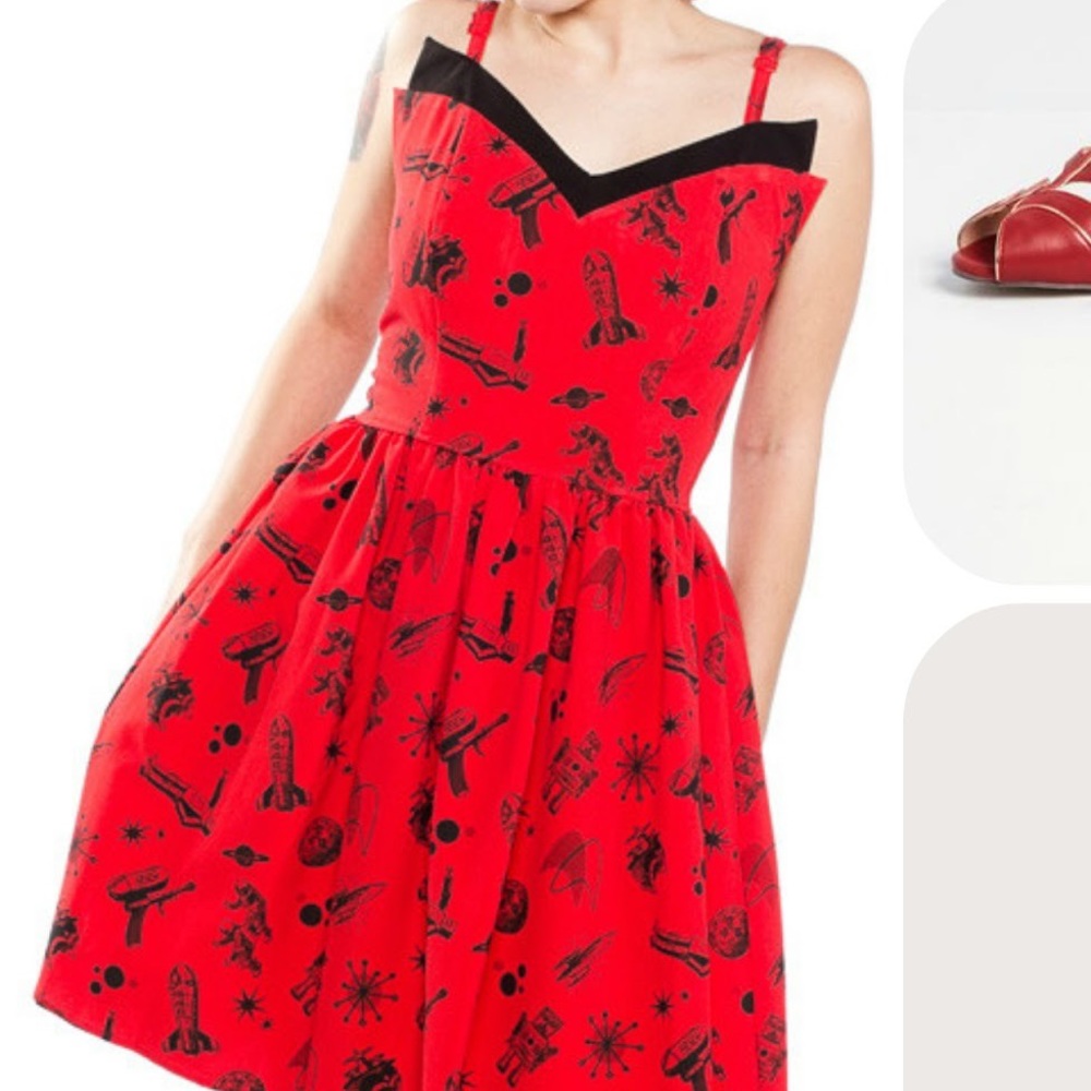 Modcloth Rock Steady Space Spring Retro Dress Size Medium